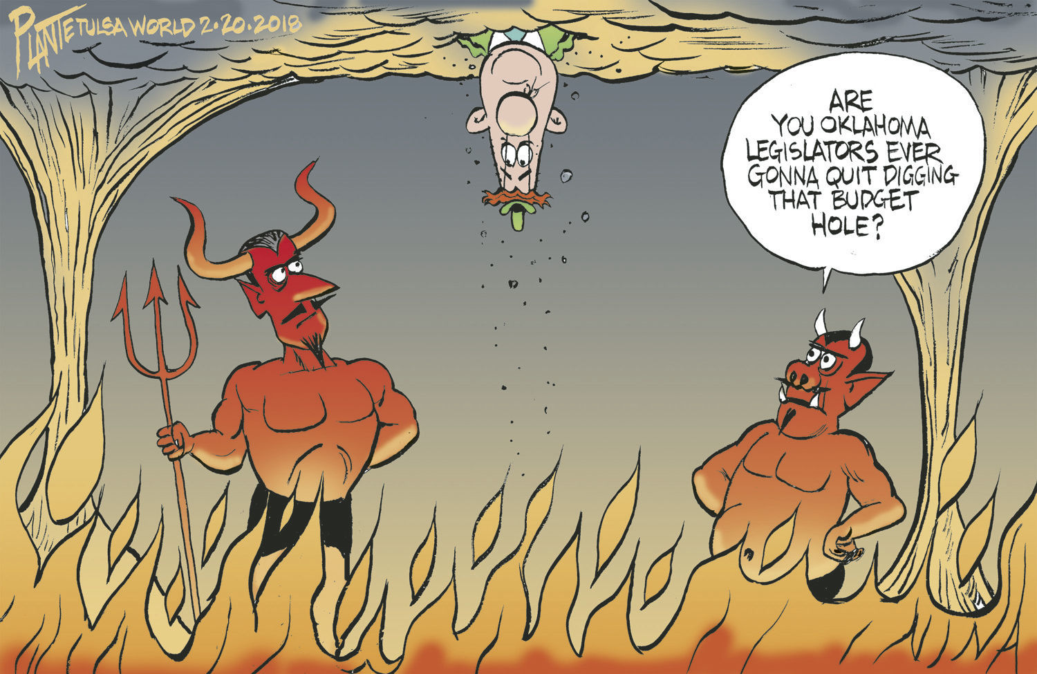 Bruce Plante Cartoon: Oklahoma budget hole